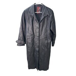 Vintage G III Long Black Leather Coat Size M, Pre-Owned.  Used Good Condition